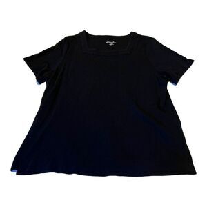 Kim Rogers Solid Black Shirt Women's Size 1X Black Top Plus Blouse Tshirt Comfy